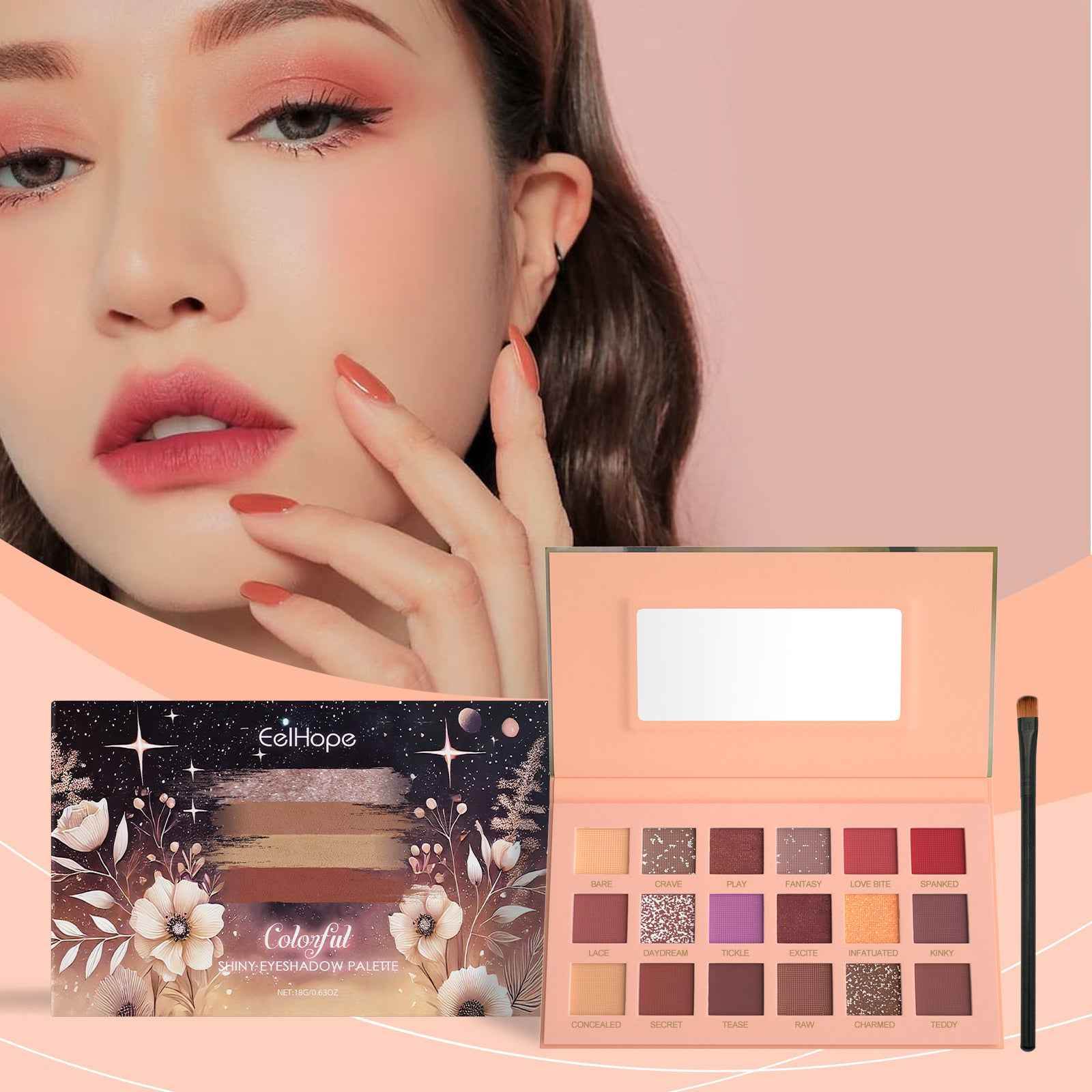 Hydraterende Duurzame Kleur Snel Delicaat Gemakkelijk Te Kleuren 18 Kleuren Glanzende Plaat Oogschaduwpalet