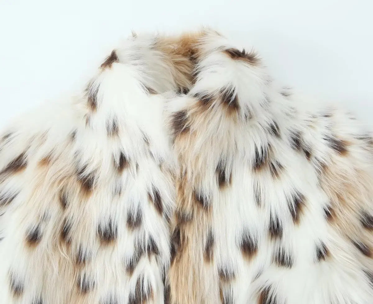 Nieuwe Chic Mode voor Vrouwen: Vintage Lange Mouwen Jas met Luipaard Imitatiebont Effect