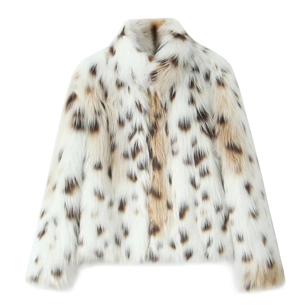 Nieuwe Chic Mode voor Vrouwen: Vintage Lange Mouwen Jas met Luipaard Imitatiebont Effect