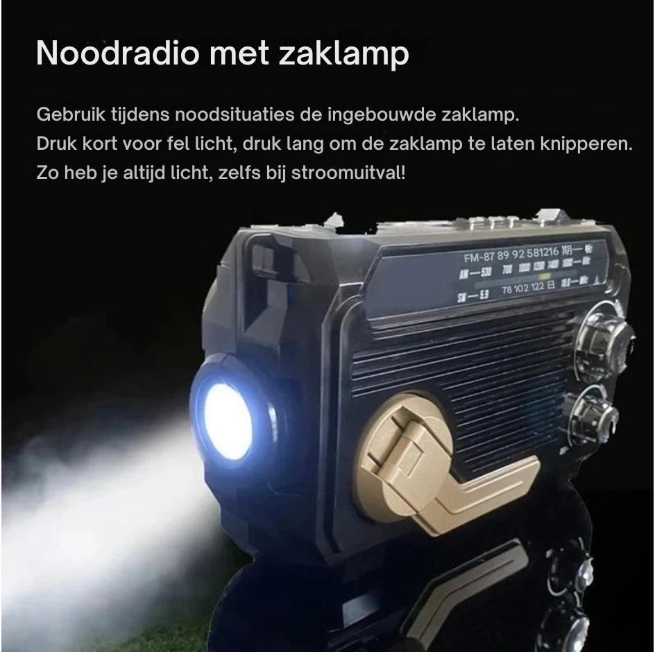 Nood Radio AM/FM-radio voor actuele informatie tijdens rampen.