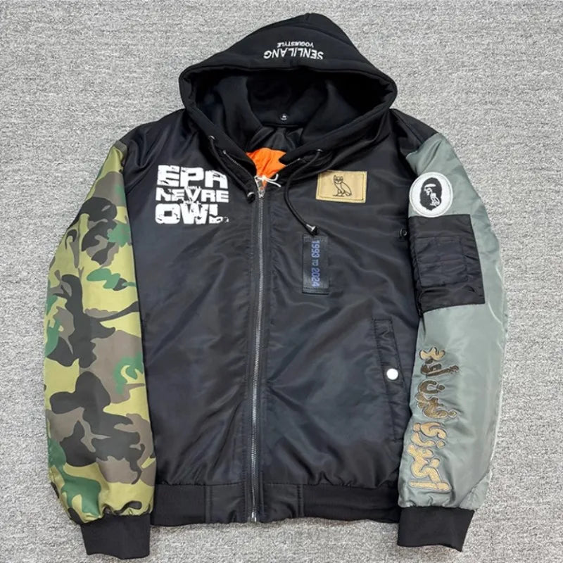 Winter Heren Parka met Capuchon - Persoonlijkheid in Gespliceerd Design