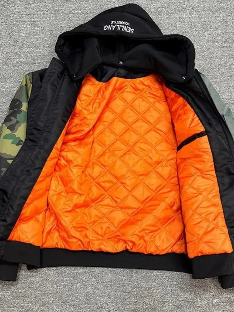 Winter Heren Parka met Capuchon - Persoonlijkheid in Gespliceerd Design