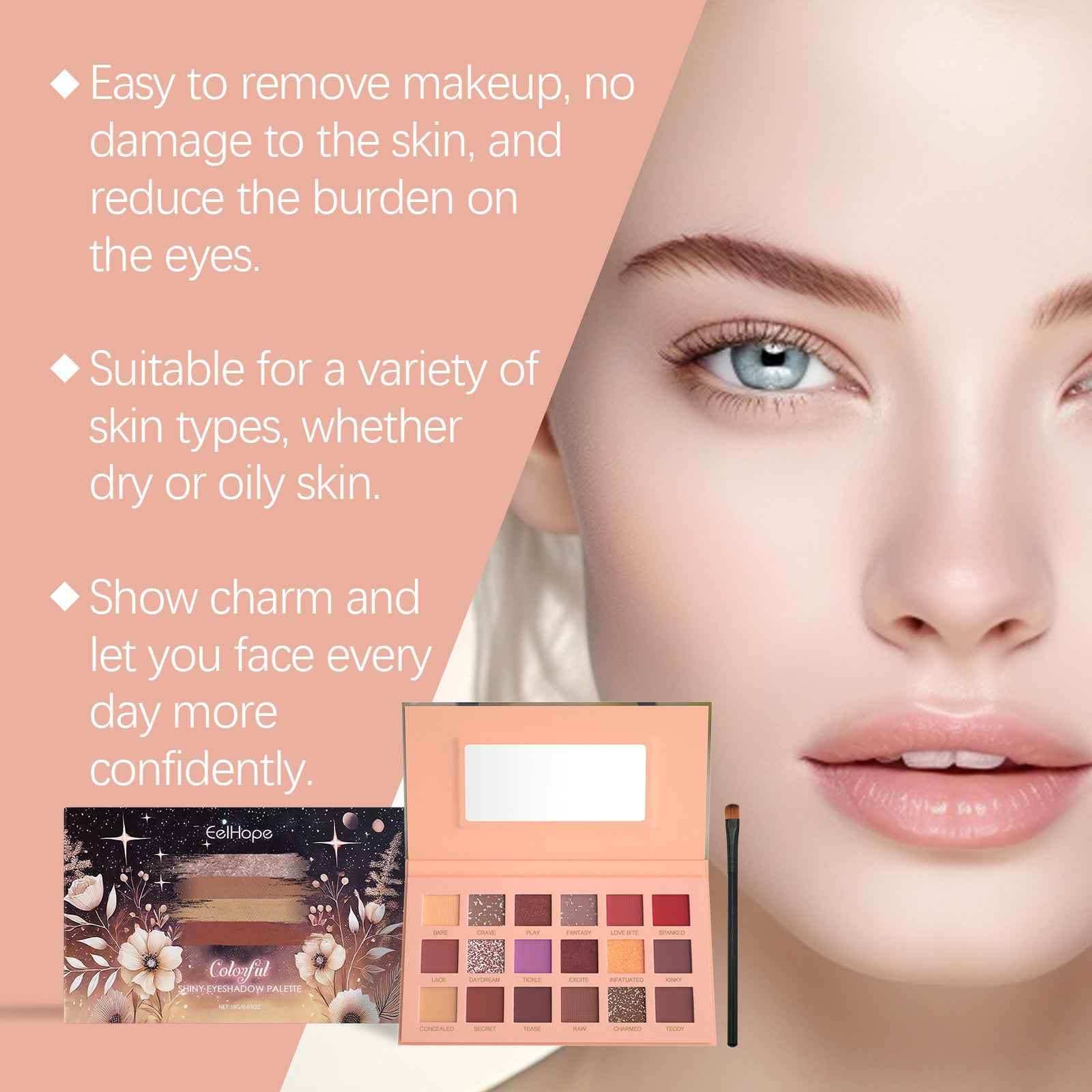 Hydraterende Duurzame Kleur Snel Delicaat Gemakkelijk Te Kleuren 18 Kleuren Glanzende Plaat Oogschaduwpalet