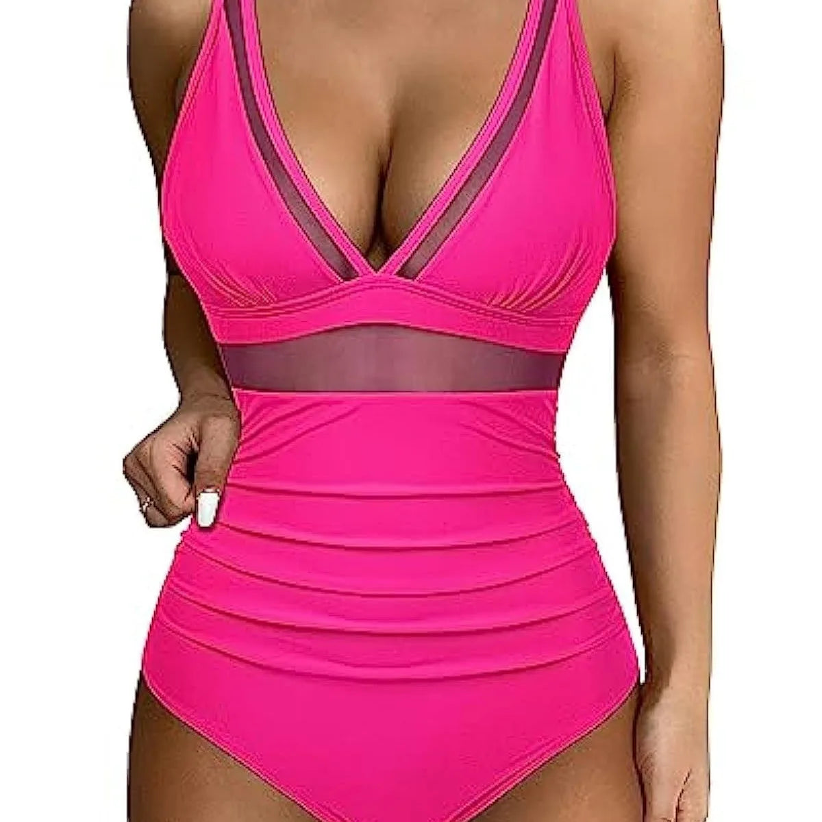 Eendelig Mesh Badpak Sexy Diepe V Multi-Color Bedrukte Bikini