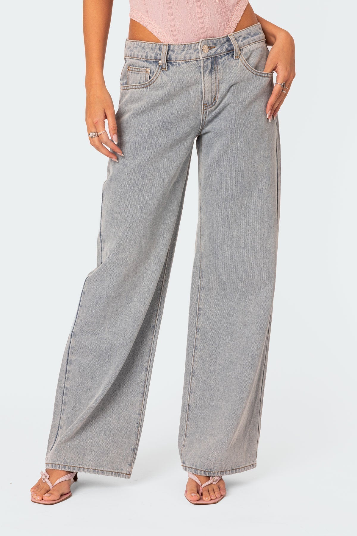 Baggy Tie Jeans Denim 100% Katoen