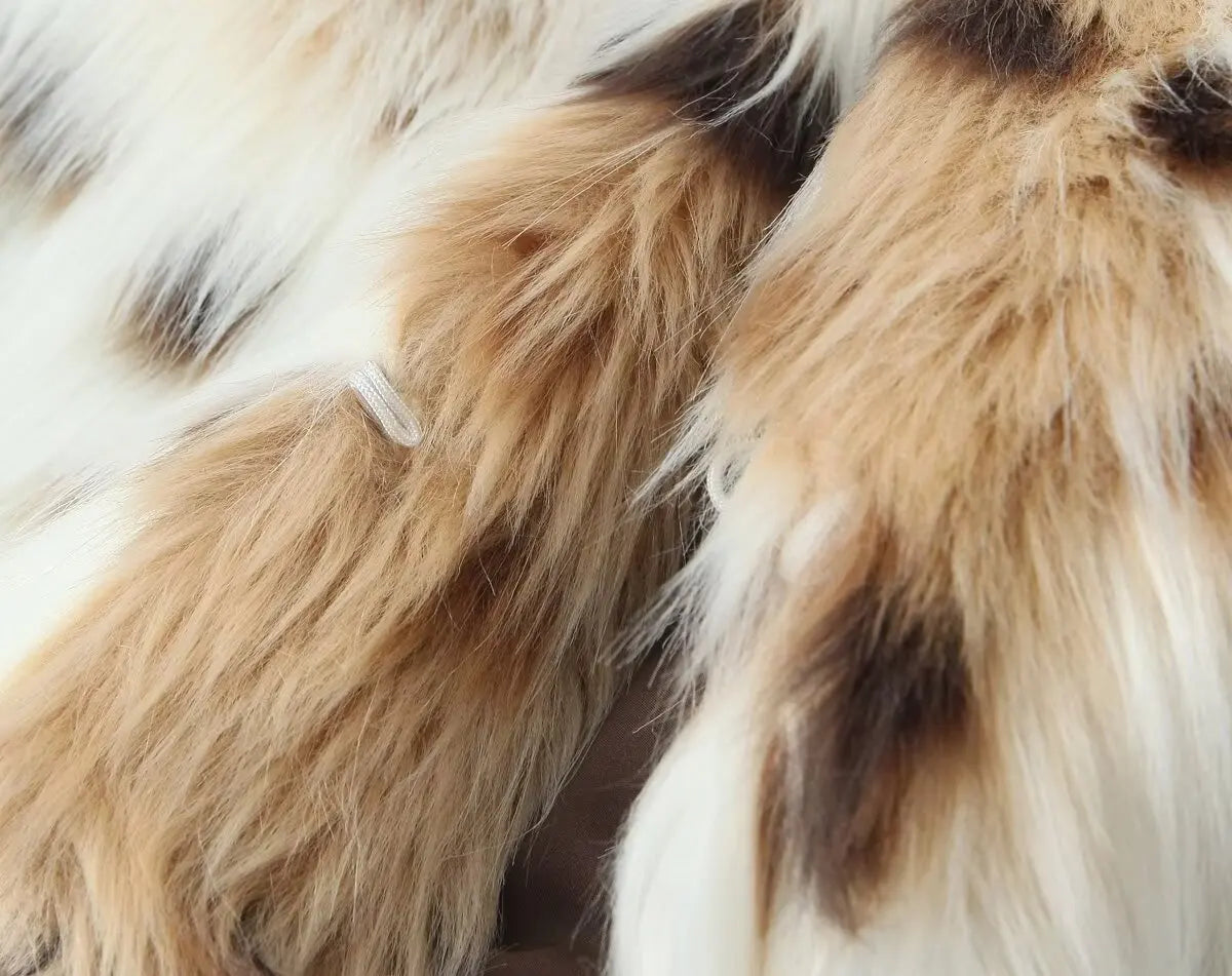 Nieuwe Chic Mode voor Vrouwen: Vintage Lange Mouwen Jas met Luipaard Imitatiebont Effect