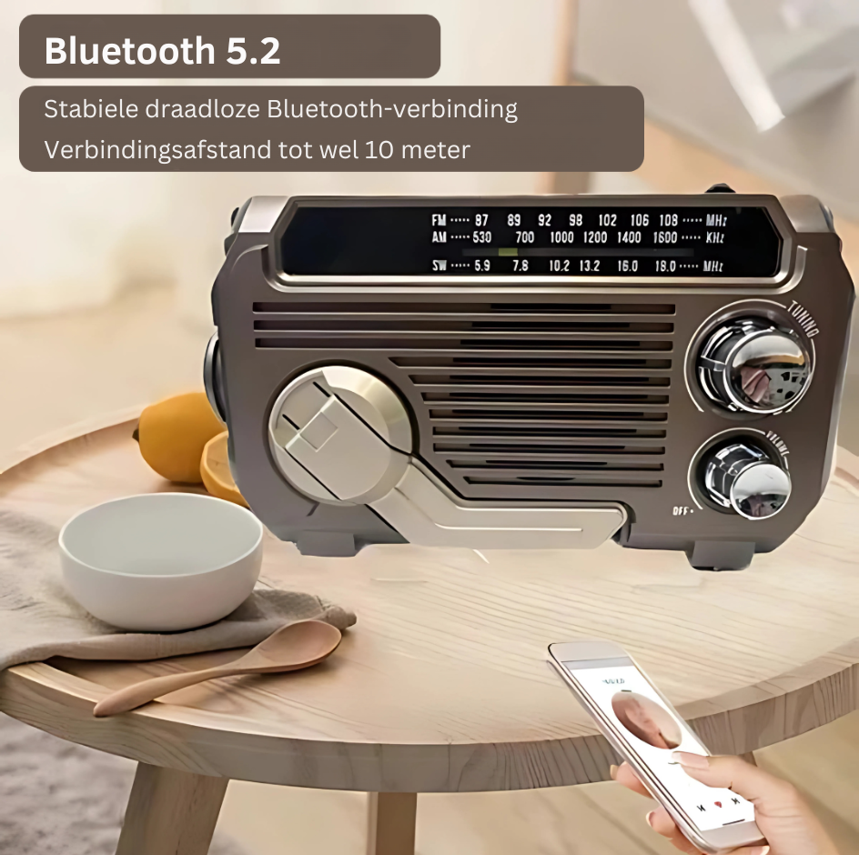 Nood Radio AM/FM-radio voor actuele informatie tijdens rampen.